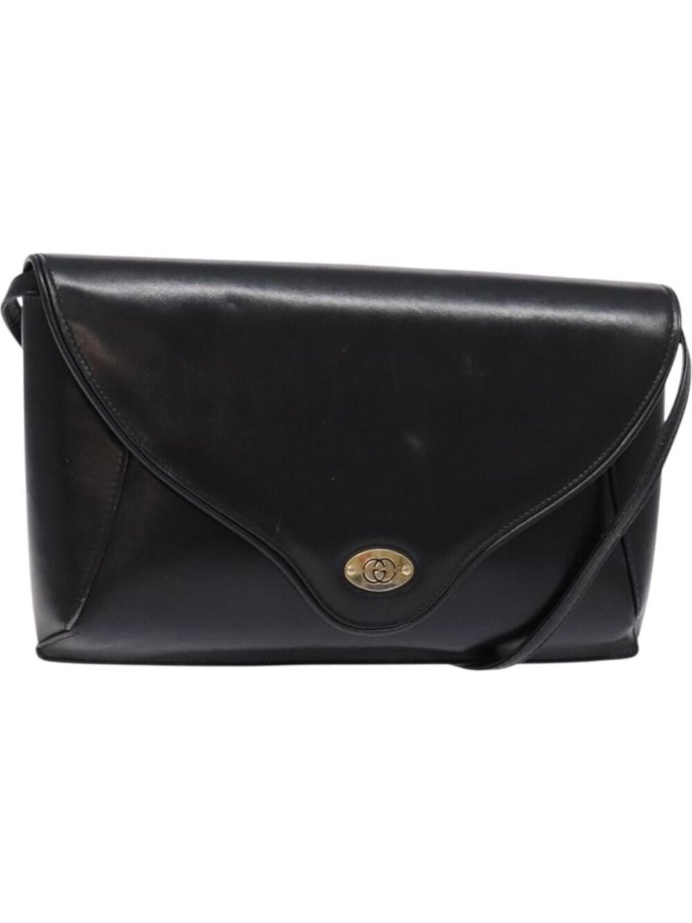 GUCCI Shoulder Bag Leather Black Gold